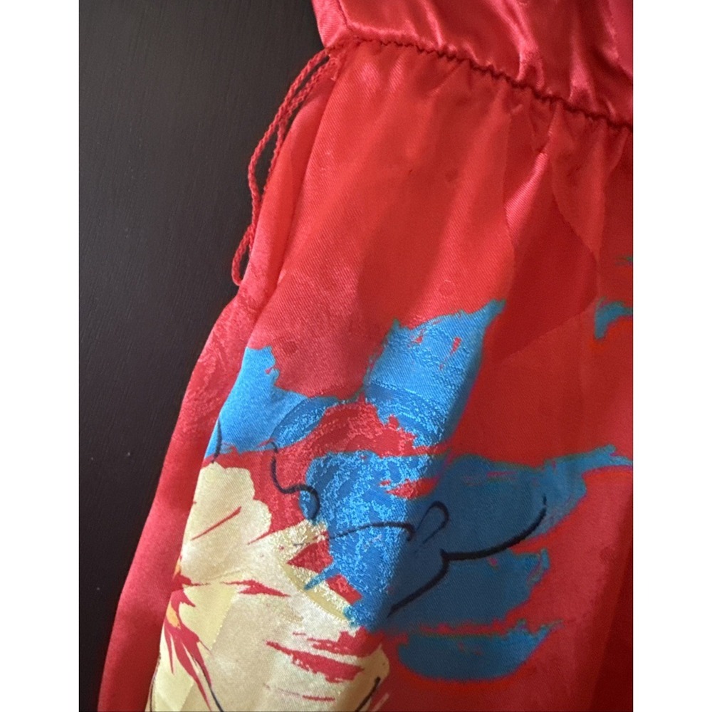 Kono Vintage Dress Womens 5/6 Red Blue Floral lined pockets shoulder pads - Picture 3 of 14